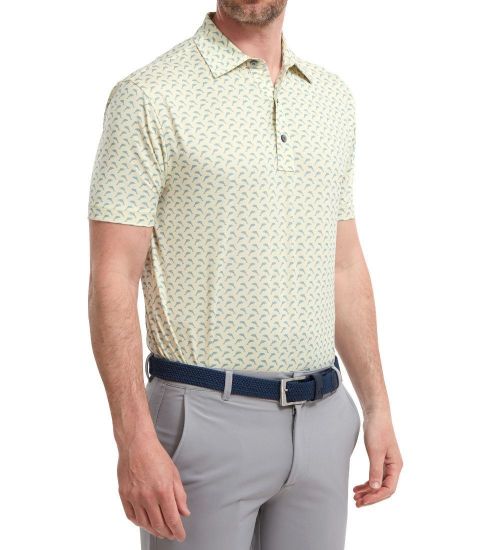 Picture of FootJoy Men's Leaping Dolphins Print Lisle Golf Polo Shirt