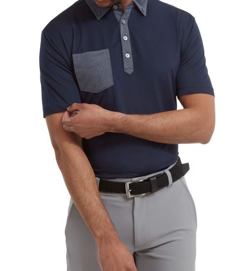 Picture of FootJoy Men's Tonal Trim Lisle Golf Polo Shirt