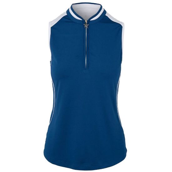 Picture of Swing Out Sister Esme Sleeveless Golf Polo Shirt - Atlantic/White