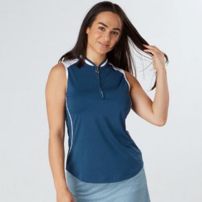 Picture of Swing Out Sister Esme Sleeveless Golf Polo Shirt - Atlantic/White