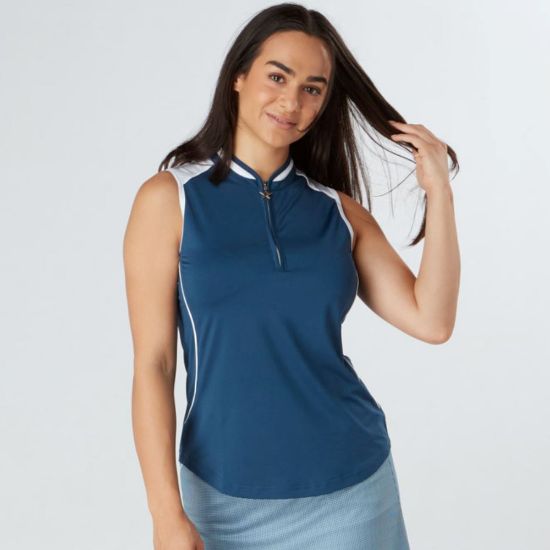 Picture of Swing Out Sister Esme Sleeveless Golf Polo Shirt - Atlantic/White