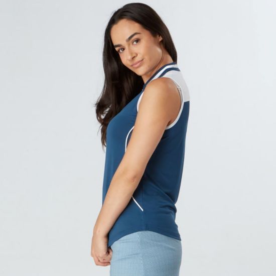 Picture of Swing Out Sister Esme Sleeveless Golf Polo Shirt - Atlantic/White