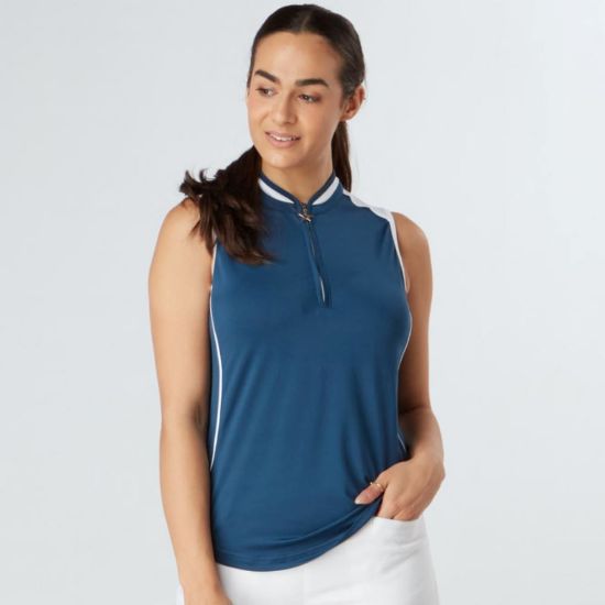 Picture of Swing Out Sister Esme Sleeveless Golf Polo Shirt - Atlantic/White