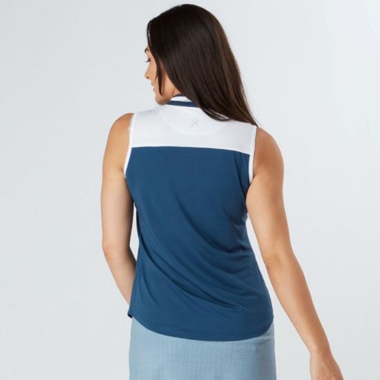 Picture of Swing Out Sister Esme Sleeveless Golf Polo Shirt - Atlantic/White