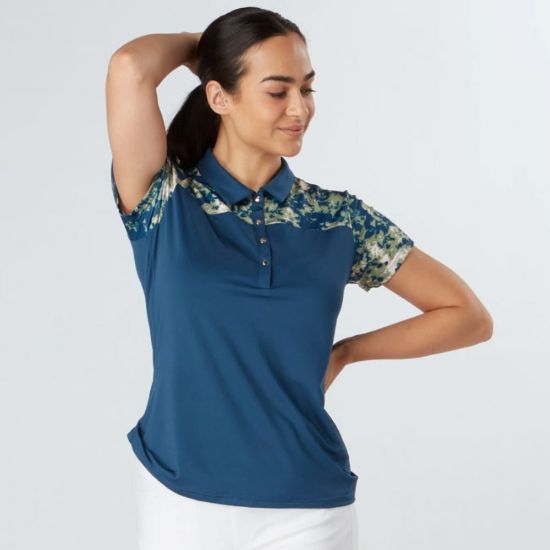 Picture of Swing Out Sister Bridgette Cap Sleeve Golf Polo Shirt - Atlantic Blue