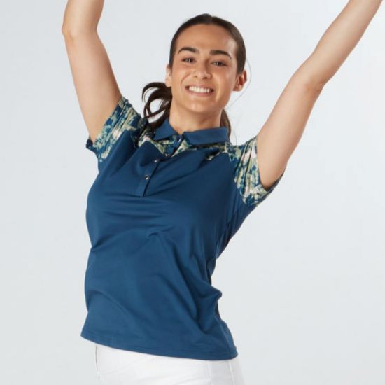 Picture of Swing Out Sister Bridgette Cap Sleeve Golf Polo Shirt - Atlantic Blue