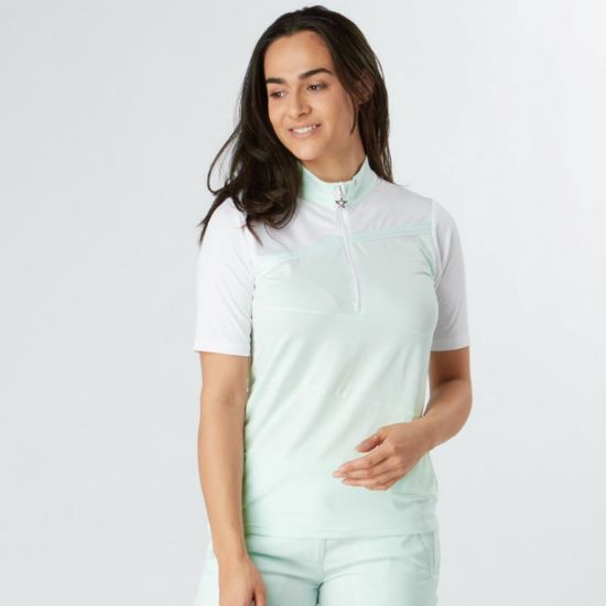 Picture of Swing Out Sister Therese Block Cap Sleeve Golf Polo Shirt - Neon Mint