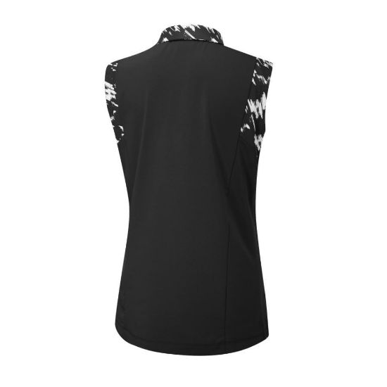 Picture of PING Ladies Evie Sleeveless Golf Polo Shirt - Black/White