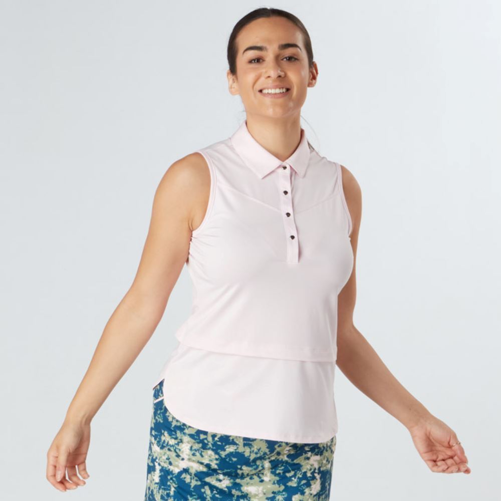 Swing Out Sister Amelie Sleeveless Golf Polo Shirt - Cherry Blossom