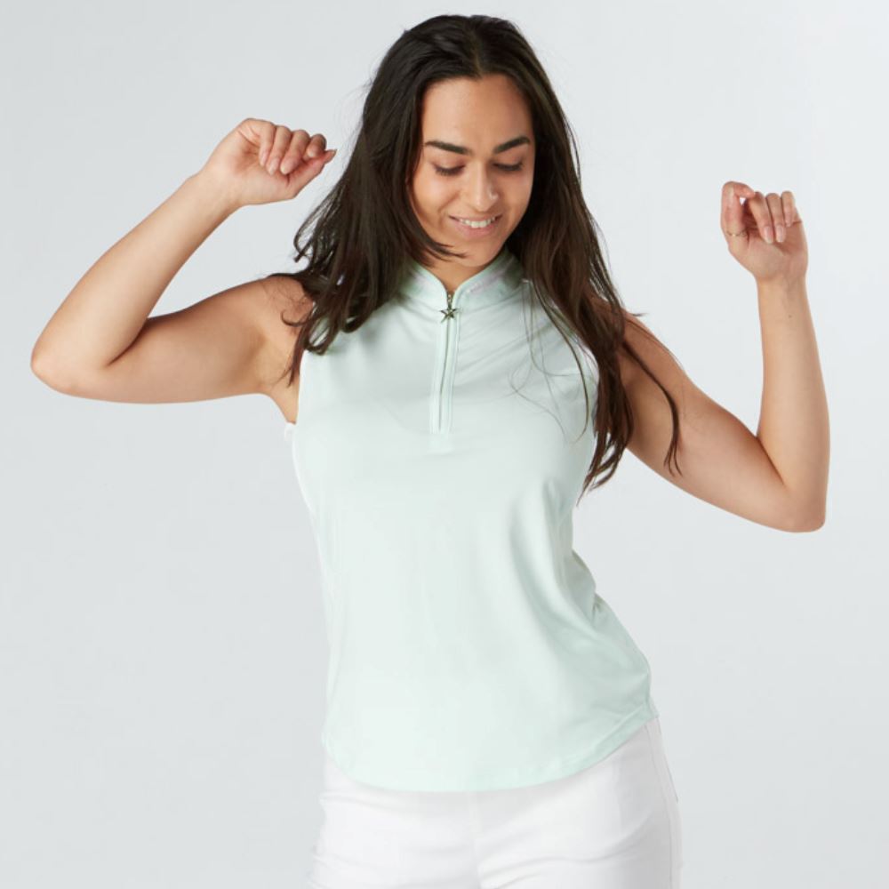 Swing Out Sister Esme Sleeveless Golf Polo Shirt - Mint/White