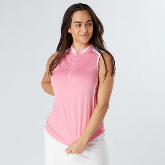 Picture of Swing Out Sister Esme Sleeveless Golf Polo Shirt - Pink/White