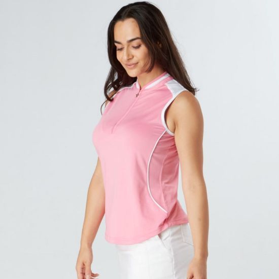 Picture of Swing Out Sister Esme Sleeveless Golf Polo Shirt - Pink/White