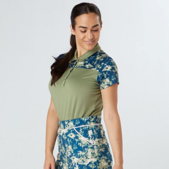 Picture of Swing Out Sister Bridgette Cap Sleeve Golf Polo Shirt - Oli Green