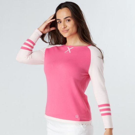 Picture of Swing Out Sister Isabella Golf Sweater - Pink Glo/Cherry Blossom