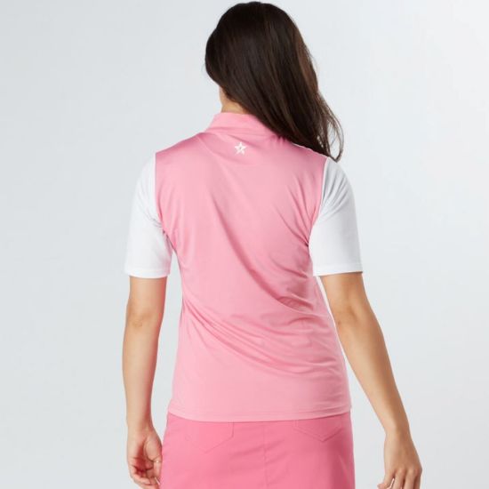 Picture of Swing Out Sister Therese Block Cap Sleeve Golf Polo Shirt - Pink Glo