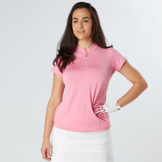 Picture of Swing Out Sister Simone Cap Sleeve Golf Polo Shirt - Pink Glo